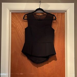 BCBGMaxAzria Black Peplum Top, Size M